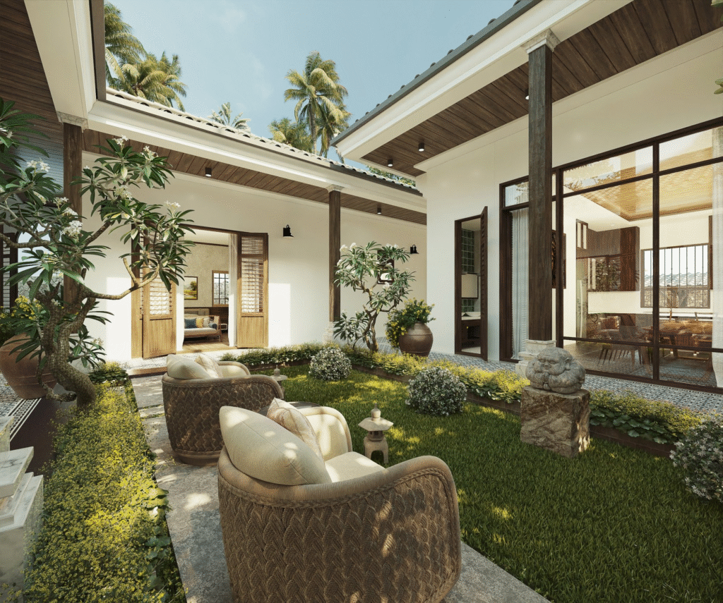 Tứ hợp viện được cách tân theo phong cách hiện đại.