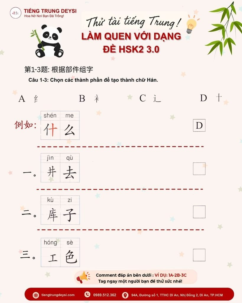 bài tập làm quen dạng đề mới